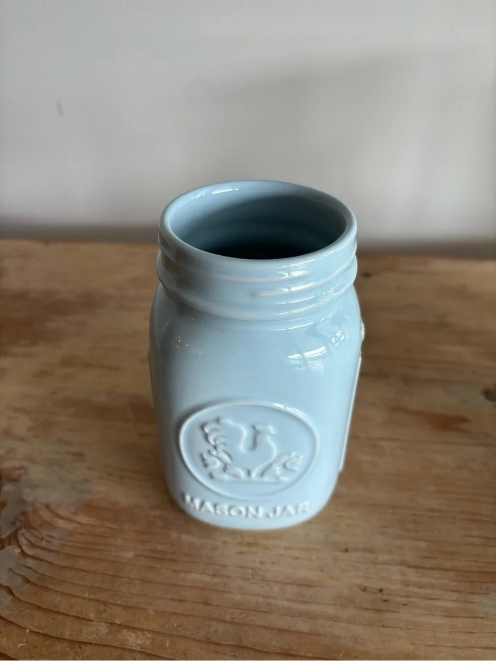 Fish’s Eddy Light Blue Ceramic Mason Jar Vase